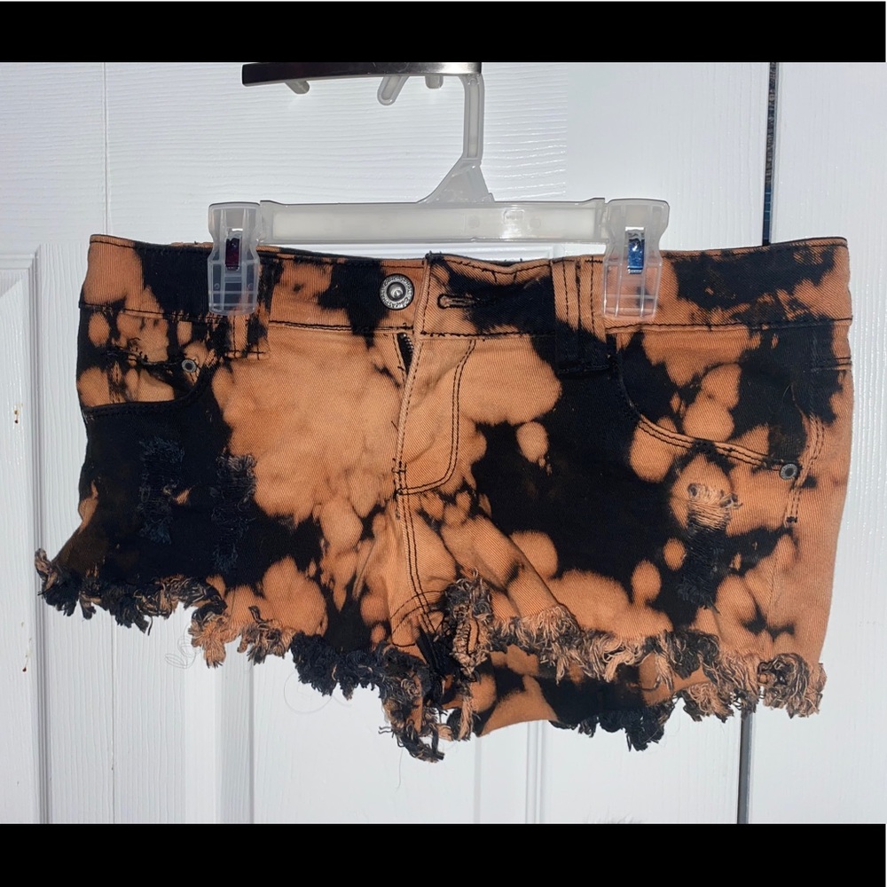 Black acid wash jean shorts